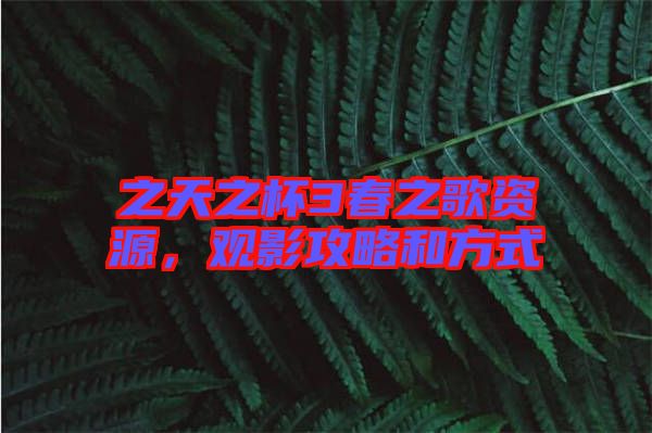 之天之杯3春之歌資源，觀影攻略和方式