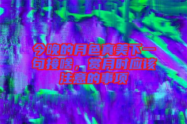 今晚的月色真美下一句接啥,賞月時應該注意的事項