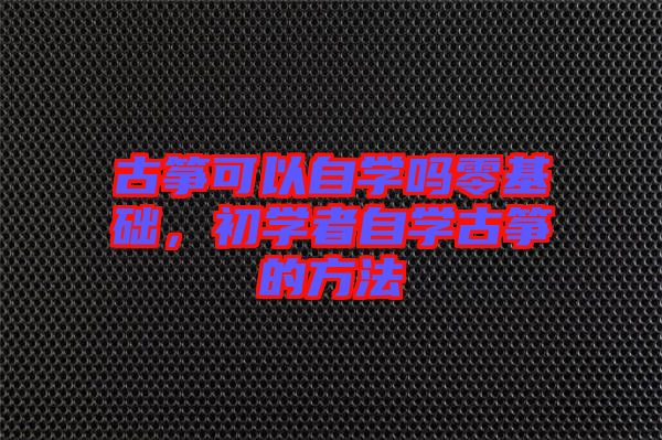 古箏可以自學嗎零基礎,初學者自學古箏的方法