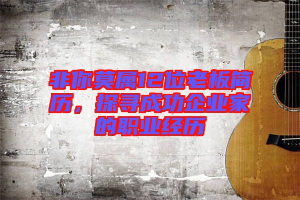 非你莫屬12位老板簡歷,探尋成功企業家的職業經歷