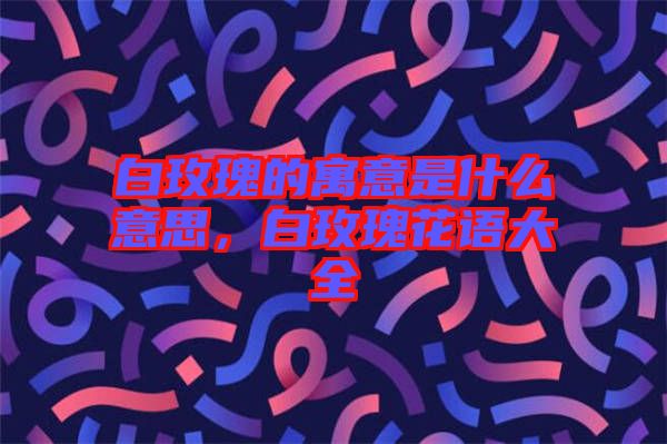白玫瑰的寓意是什么意思,白玫瑰花語大全