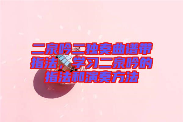 二泉吟二獨奏曲譜帶指法,學(xué)習(xí)二泉吟的指法和演奏方法