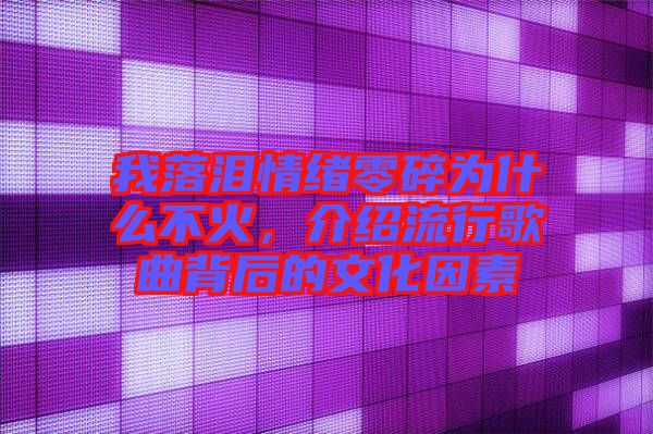 我落淚情緒零碎為什么不火,介紹流行歌曲背后的文化因素