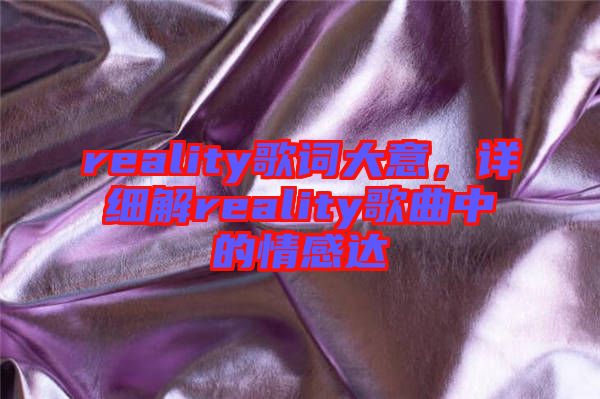 reality歌詞大意,詳細(xì)解reality歌曲中的情感達(dá)