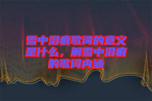 雪中淚痕歌詞的意義是什么,解雪中淚痕的歌詞內涵