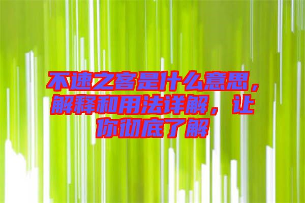 不速之客是什么意思,解釋和用法詳解,讓你徹底了解