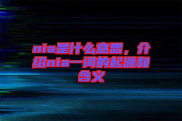 nia是什么意思,介紹nia一詞的起源和含義