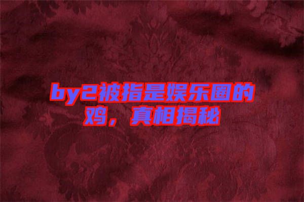 by2被指是娛樂圈的雞,真相揭秘
