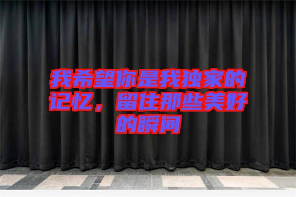 我希望你是我獨(dú)家的記憶,留住那些美好的瞬間