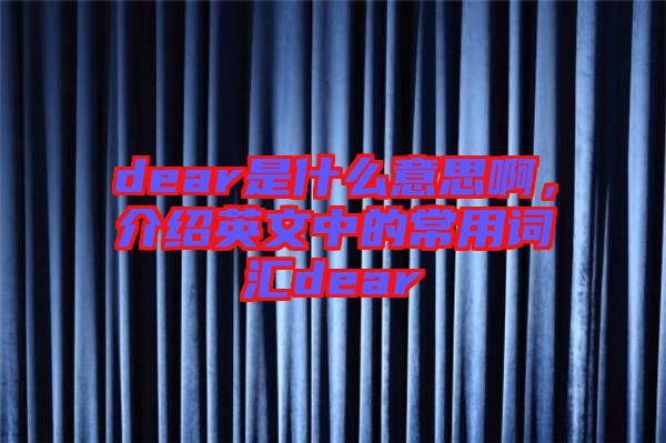dear是什么意思啊,介紹英文中的常用詞匯dear