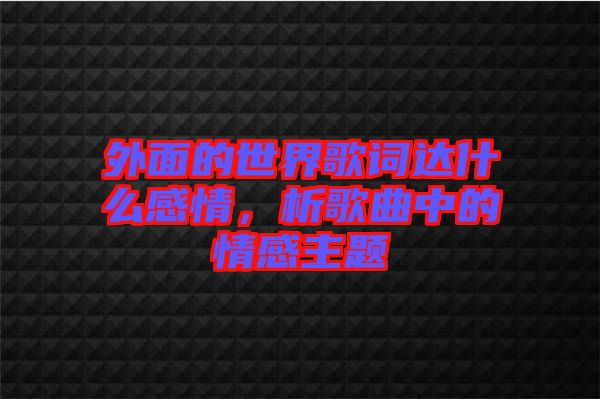 外面的世界歌詞達什么感情,析歌曲中的情感主題