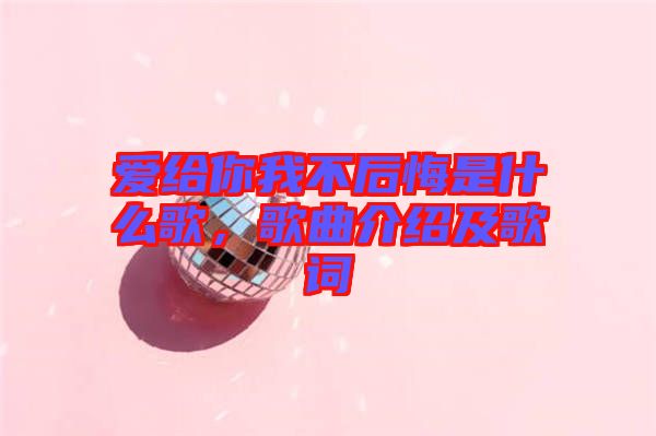 愛給你我不后悔是什么歌,歌曲介紹及歌詞