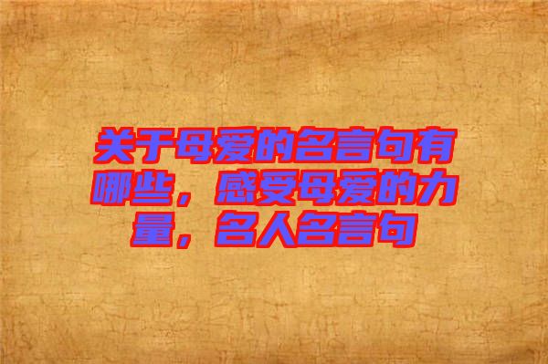 關于母愛的名言句有哪些,感受母愛的力量,名人名言句