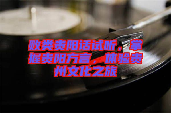 敗類貴陽話試聽,掌握貴陽方言,體驗(yàn)貴州文化之旅