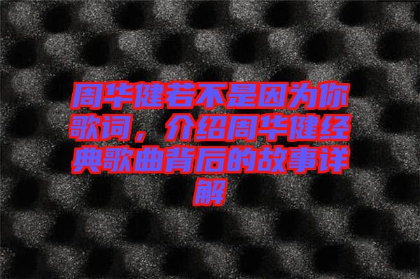 周華健若不是因為你歌詞,介紹周華健經典歌曲背后的故事詳解