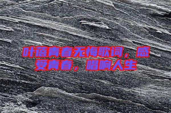 葉蓓青春無悔歌詞,感受青春,唱響人生