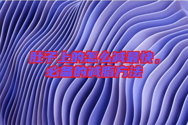 肚子上的怎么減最快,必備的減脂方法