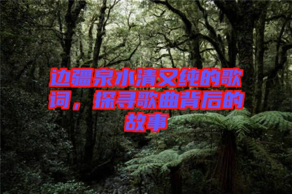 邊疆泉水清又純的歌詞,探尋歌曲背后的故事