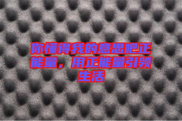 你懂得我的意思吧正能量,用正能量引領生活