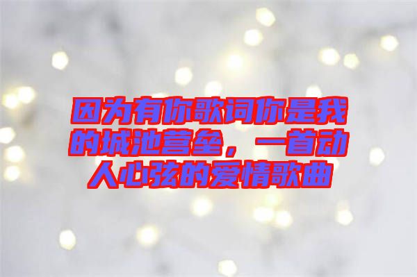 因為有你歌詞你是我的城池營壘,一首動人心弦的愛情歌曲