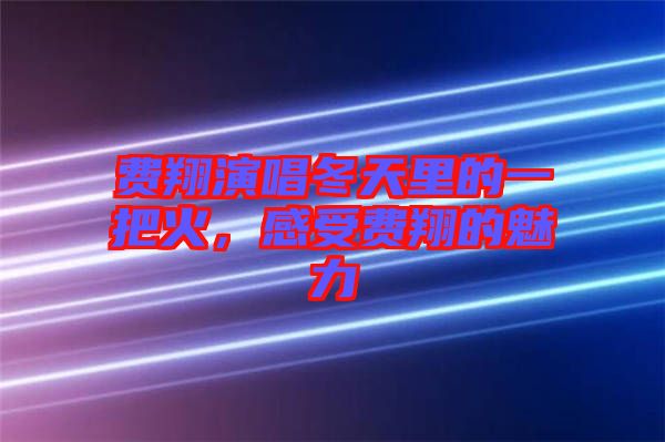 費翔演唱冬天里的一把火,感受費翔的魅力