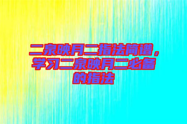 二泉映月二指法簡譜,學習二泉映月二必備的指法