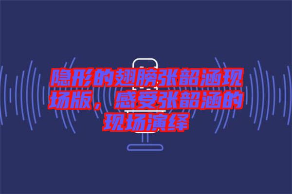 隱形的翅膀張韶涵現場版,感受張韶涵的現場演繹