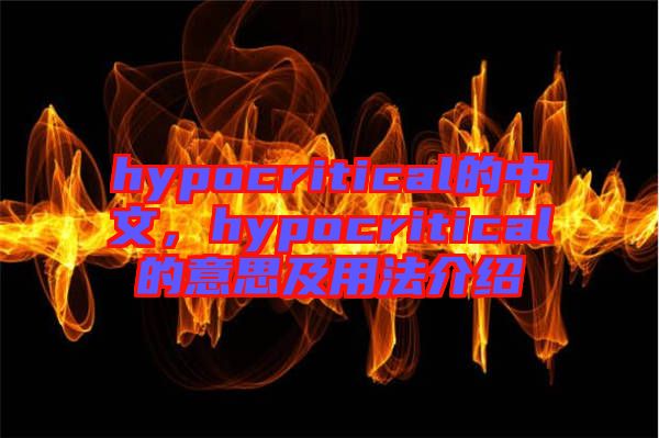 hypocritical的中文,hypocritical的意思及用法介紹