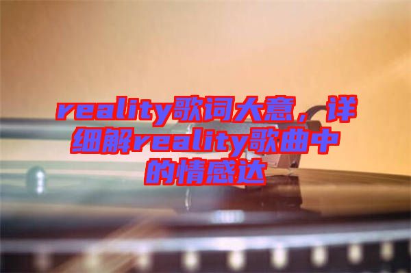 reality歌詞大意,詳細解reality歌曲中的情感達