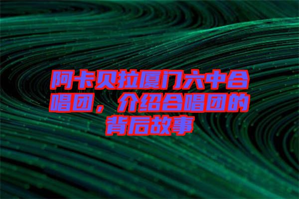 阿卡貝拉廈門六中合唱團(tuán),介紹合唱團(tuán)的背后故事