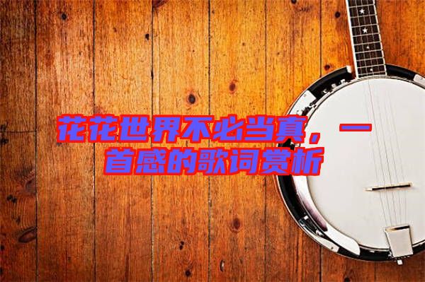 花花世界不必當真，一首感的歌詞賞析