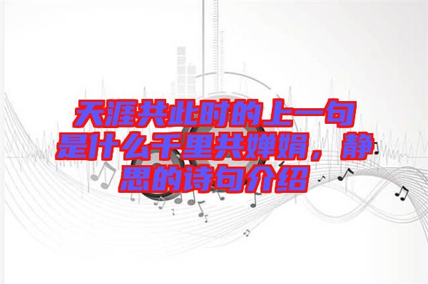 天涯共此時(shí)的上一句是什么千里共嬋娟，靜思的詩(shī)句介紹