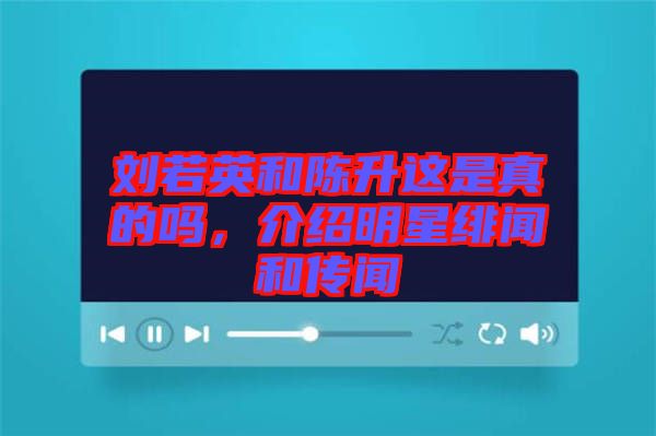 劉若英和陳升這是真的嗎,介紹明星緋聞和傳聞