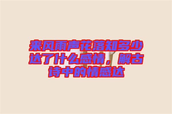 來風雨聲花落知多少達了什么感情,解古詩中的情感達