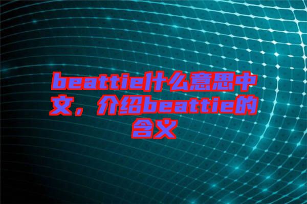 beattie什么意思中文,介紹beattie的含義
