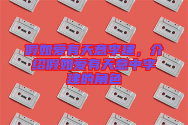 假如愛有天意李建,介紹假如愛有天意中李建的角色