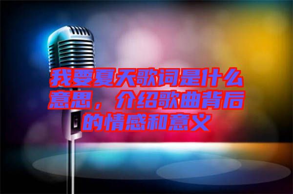 我要夏天歌詞是什么意思，介紹歌曲背后的情感和意義