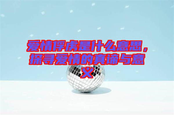 愛情俘虜是什么意思,探尋愛情的真諦與意義