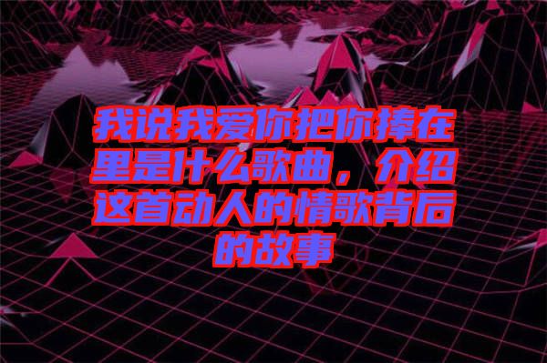 我說我愛你把你捧在里是什么歌曲,介紹這首動人的情歌背后的故事