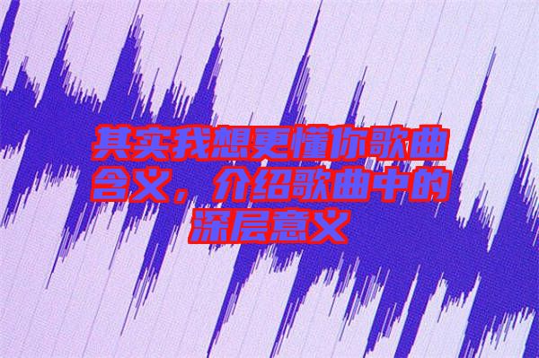 其實(shí)我想更懂你歌曲含義,介紹歌曲中的深層意義