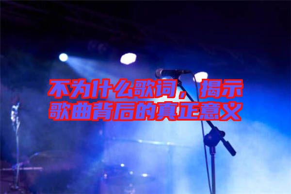 不為什么歌詞,揭示歌曲背后的真正意義