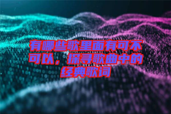 有哪些歌里面有可不可以,探尋歌曲中的經典歌詞