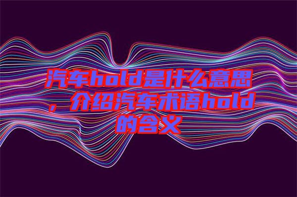 汽車hold是什么意思，介紹汽車術語hold的含義
