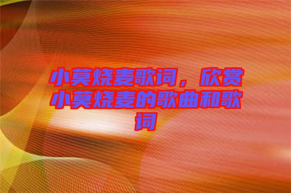 小莫燒麥歌詞,欣賞小莫燒麥的歌曲和歌詞