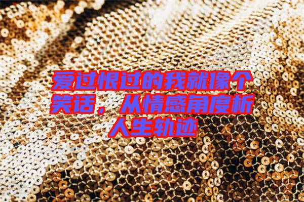 愛過恨過的我就像個笑話,從情感角度析人生軌跡