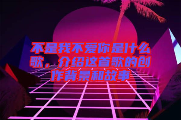 不是我不愛你是什么歌,介紹這首歌的創作背景和故事