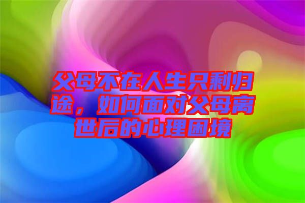 父母不在人生只剩歸途,如何面對父母離世后的心理困境