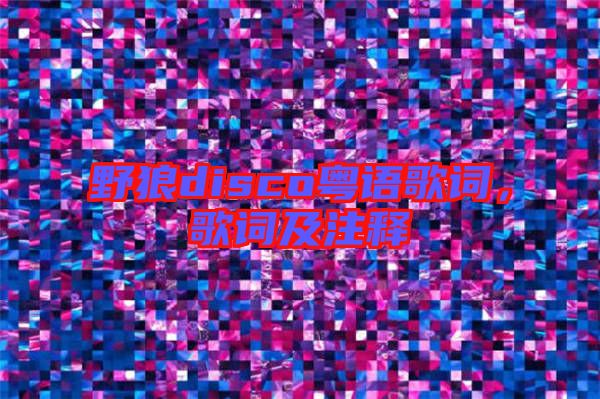 野狼disco粵語歌詞,歌詞及注釋