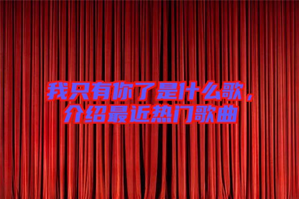 我只有你了是什么歌,介紹最近熱門歌曲