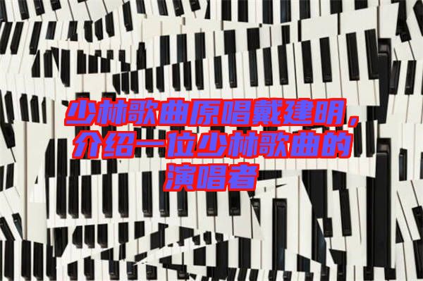 少林歌曲原唱戴建明，介紹一位少林歌曲的演唱者